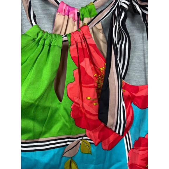 Trina Turk Dress Sz 0 Floral Dress Colorful Midi Rose - Picture 2 of 5